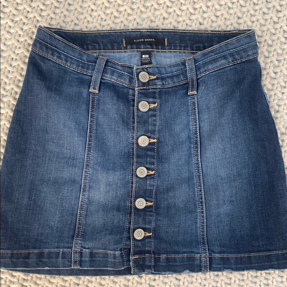 Flying Monkey Blue Jean Button-Front Skirt